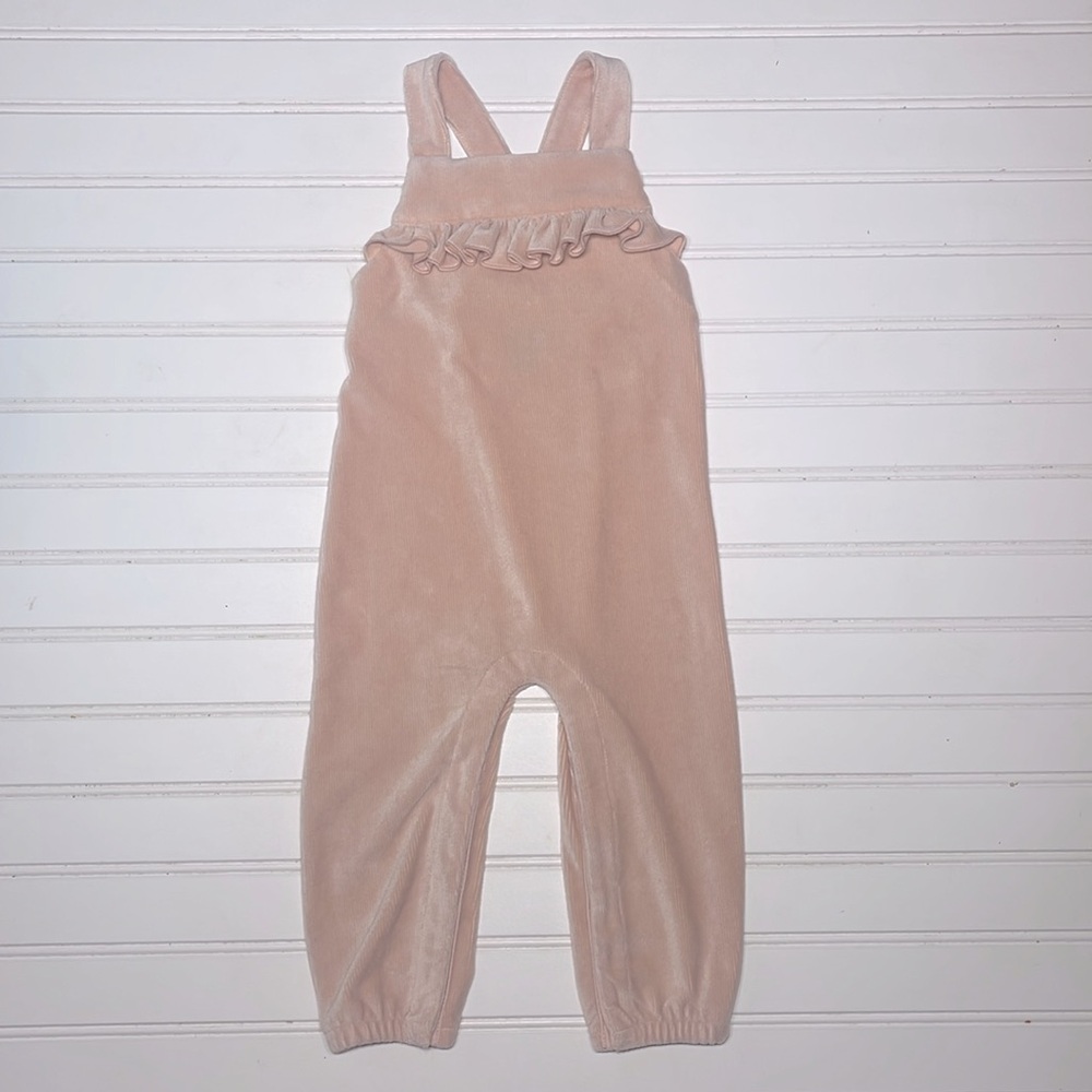 DIP EUC Sofest Ever Velour Ribbed Ruffle Jumpsuit Overalls